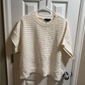 Cream Knit Short Sleeve Sweater